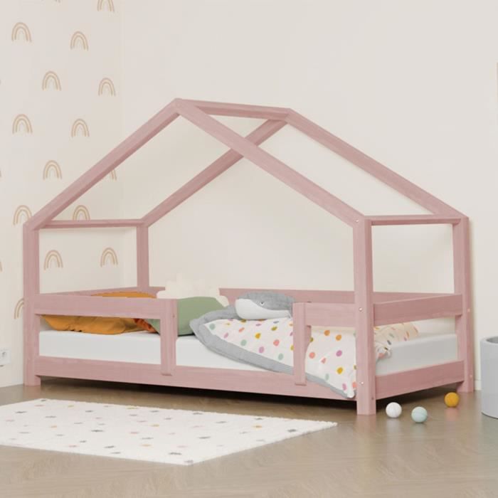 Bebeboutik Lit Cabane Enfant GENERIQUE LUCKY Rose 90x180 Cm