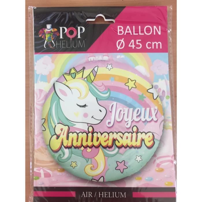 Ballon Alu Rond Joyeux Anniversaire Licorne Cm Bebeboutik