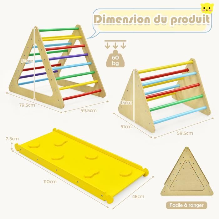 Costway Station De Jeu En Triangle D Escalade Grimper Et Glisser