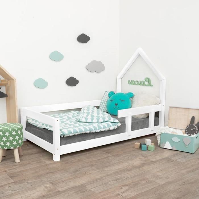 Bebeboutik Lit Cabane Enfant POPPI 90 X 160 Blanc GENERIQUE Lit