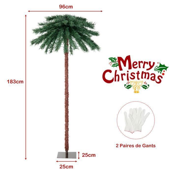 Bebeboutik COSTWAY Sapin de Noël Lumineux en Forme de Palmier 183 cm