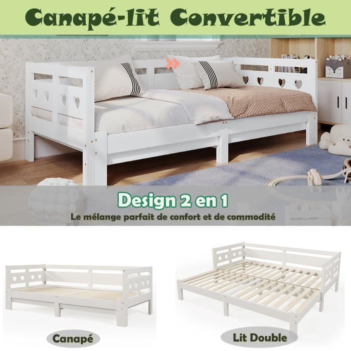 UISEBRT Lit de Jour Lit Gigogne Canapé Lit Cabane Enfant avec 2