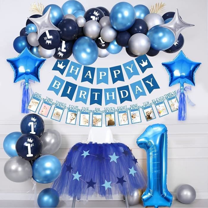 Bebeboutik D Coration Anniversaire Gar On Fille Guirlande Ballon Bleu