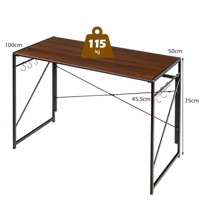 Costway Bureau D Ordinateur Pliant Table Dordinateur Avec Cadre En