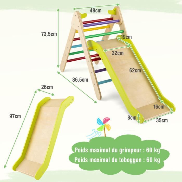 Toboggan Costway En Echelle D Escalade Montessori Toboggan En Bois