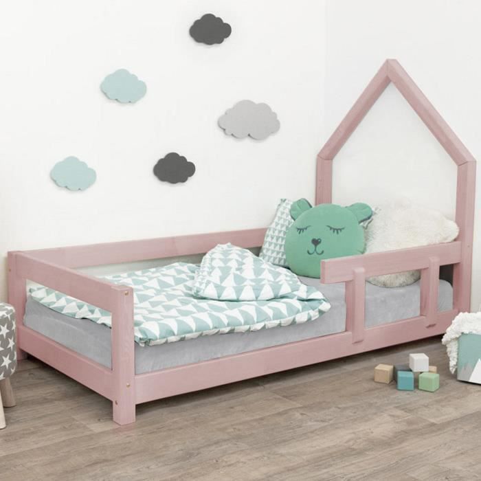 Bebeboutik Lit Cabane Enfant POPPI 90 X 160 Rose Pastel GENERIQUE