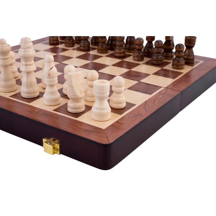 Coffret De Jeu D Echecs Et Backgammon Pliable Cm X Cm En Bois De