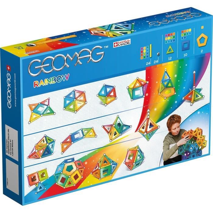 Jeu de construction Rainbow junior 72 pieces GEOMAG Multicolore Blanc Enfant Bebeboutik