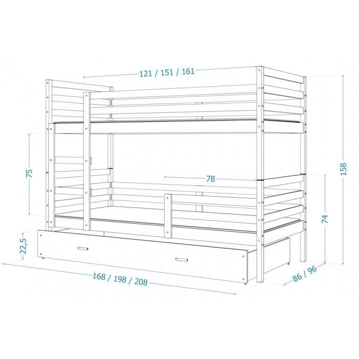 Bebeboutik Lit Superpos Malo X Sans Matelas Gris Livr Avec