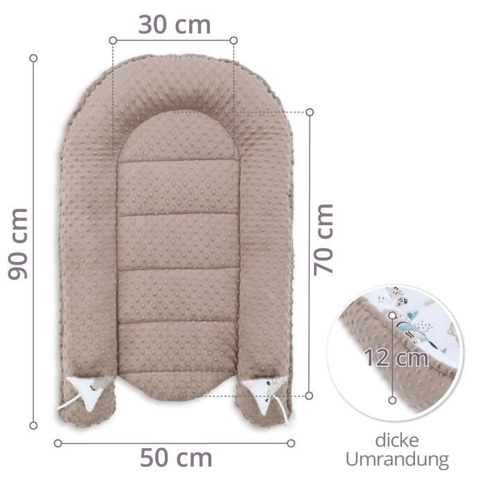 Réducteur Lit Bébé 90x50 cm - Cocoon Cale Bebe pour Lit Baby Nest Coton  avec Minky Afrique kaki