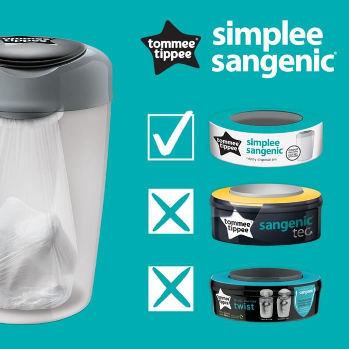 Poubelle à couches simplee sangenic blanc Tommee Tippee