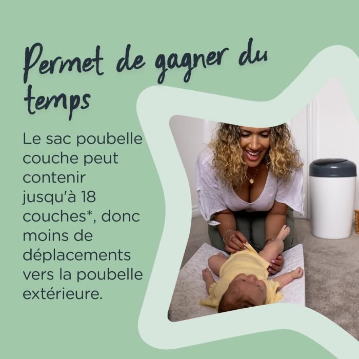 TOMMEE TIPPEE Lot de 3 Recharges de Poubelle à Couches pour Simplee  Sangenic, Protection Anti-Odeur et Anti-Germe