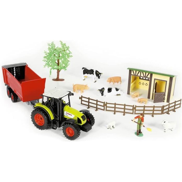 Ferme aux animaux avec tracteur Claas et accessoires Motor & Co