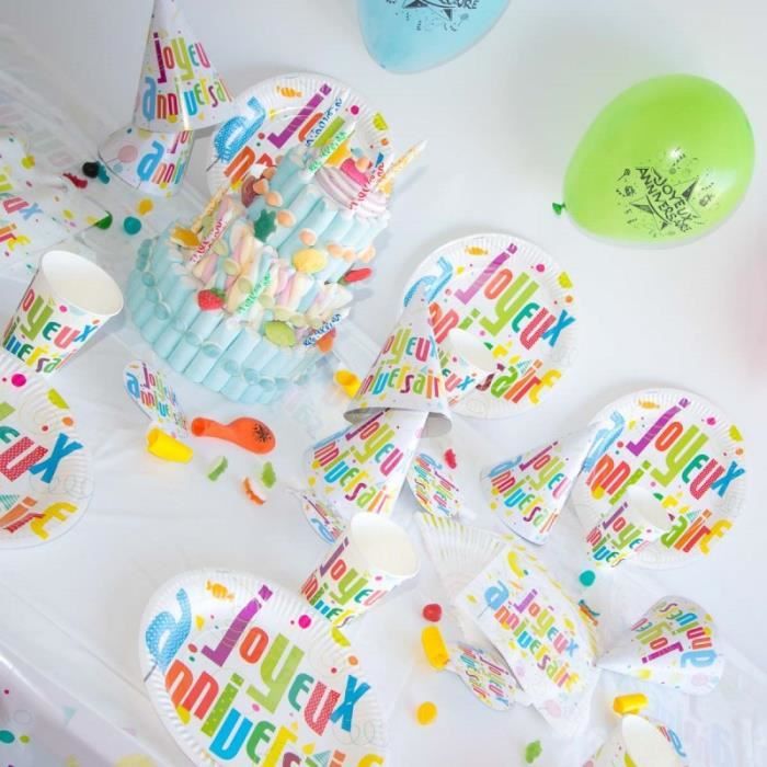 Ballons alu Joyeux anniversaire multicolore 36 cm - MyPartyKidz