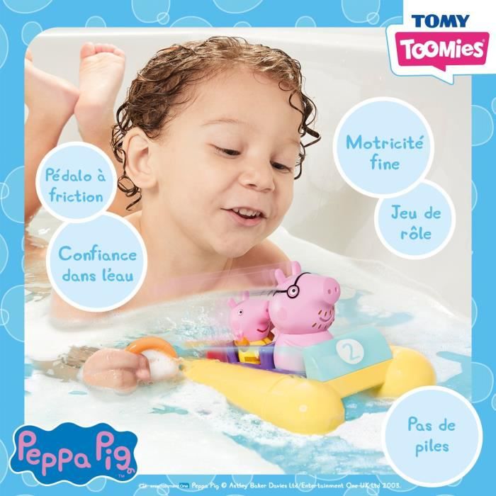 Pédalo Peppa Pig - TOMY - Jouet de bain - Figurines gicleurs d'eau -  Mécanisme à ficelle