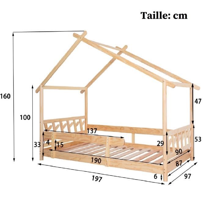 Merax Lit Cabane X Cm En Bois Massif Barri Res De Protection Et