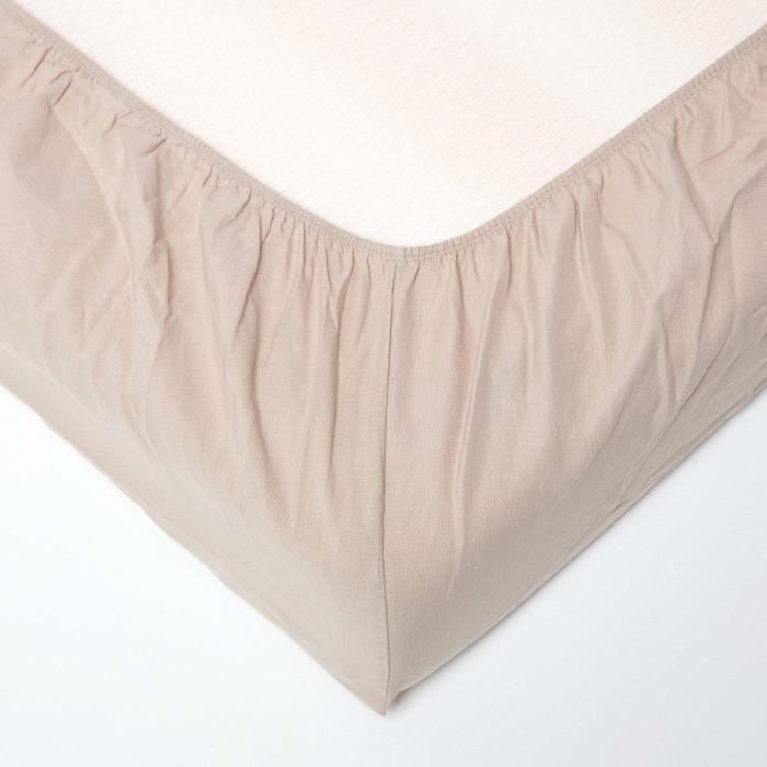 Homescapes lot de 2 draps housse lit bébé en lin lavé beige, 70 x