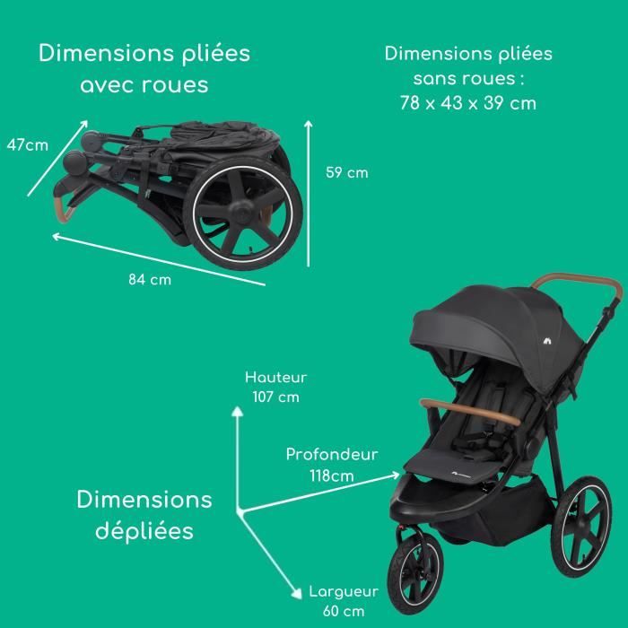 Bebeboutik Bebeconfort Cloudy Poussette 3 roues Tout Terrain 0 a 4 ans 22kg max Inclinable Pliage rapide Guidon reglable Mineral