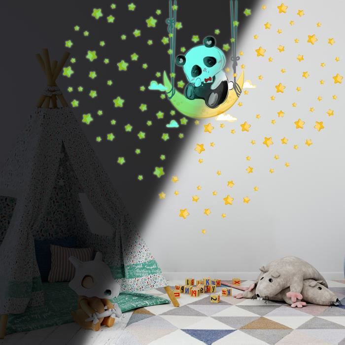 Stickers mural phosphorescents lumineux animaux 40x30cm