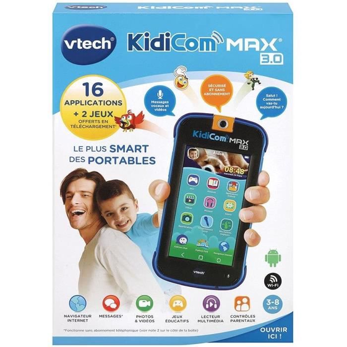 VTECH - Kidicom Max 3.0 - Portable enfant performant - 16 applications/jeux  - 8 Go - Bleu