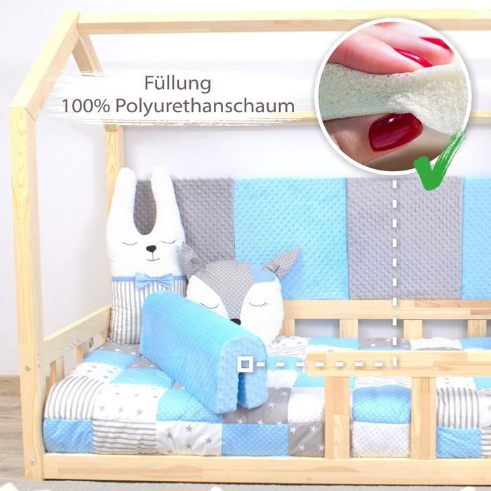 Tour de lit bebe protection enfant 70 cm - respirant protege-lit bord en  mousse Petit Ours Coton