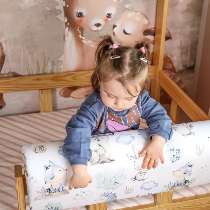 Tour de lit Bebe Protection Enfant 70 cm - Contour de lit bébé Complet  Respirant protège-lit Bord en Mousse Minky Gris Clair