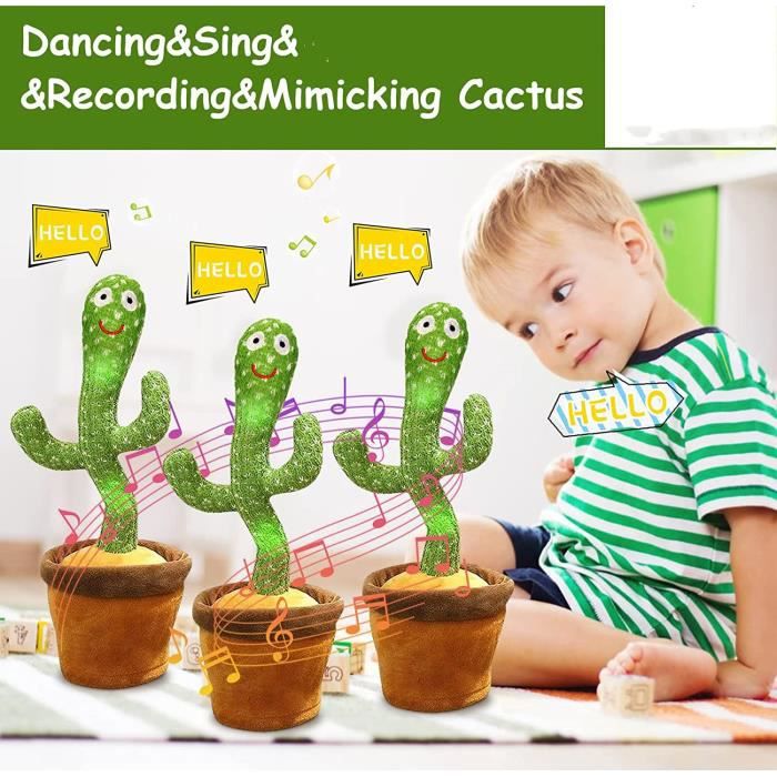 Cactus Qui Danse,Dancing Cactus, Cactus Dansant,Jouet Cactus Enfants Qui  Peut Chanter et Danser,Répéter Le Toys Cactus Parlant