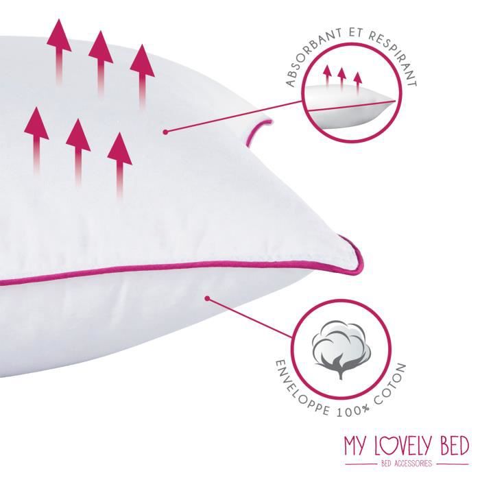 My Lovely Bed - Oreiller 50x70 cm Naturel - Garnissage Plume et Duvet -  Enveloppe 100% Coton - Gonflant et Moelleux - Haute Qualité