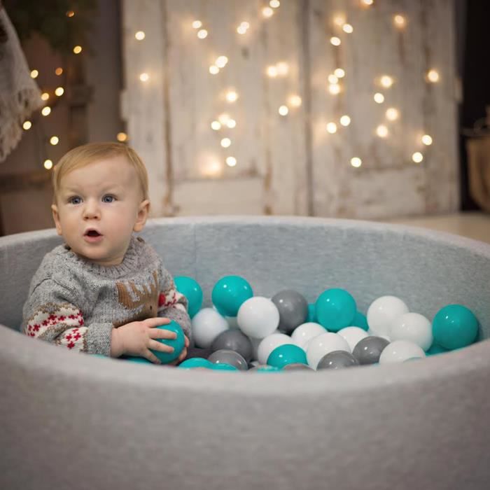 KiddyMoon Balles Colorées Plastique 7cm pour Piscine Enfant Bébé Fabriqué  en EU, Bleu Pastel