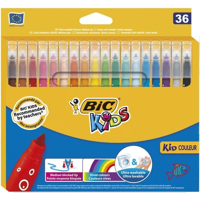 BIC Kids Magic Feutres Magiques à Pointe Moyenne - Couleurs Assorties, Etui  Carton de 12 : : Jeux et Jouets