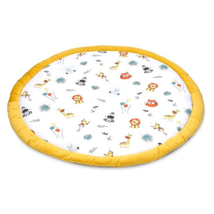 Coussin de sol enfants à volants 100 cm - matelas de sol coin cosy chambre  d'enfant rond rampant couverture pour bébé Safari