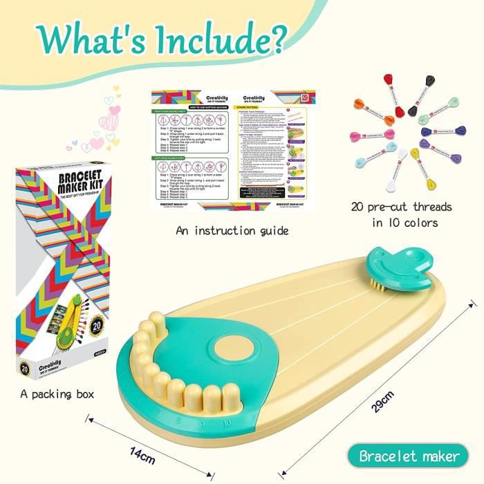 Kit Bracelet Fille, Kit d'artisanat de Bracelet d'amitié pour Filles 6-12  ans, DIY Kit Créatif Enfant Jouet Cadeau de Anniversaire