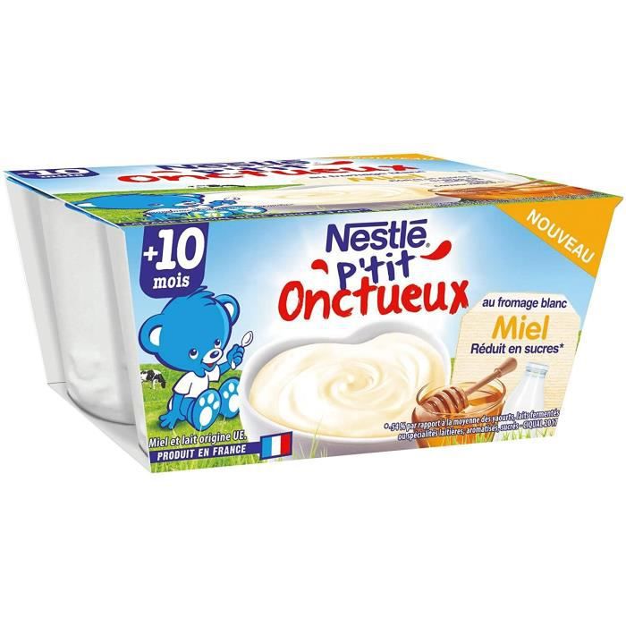 NESTLE P'tit Onctueux Dessert bébé au fromage blanc et miel - 4 pots x 100  g