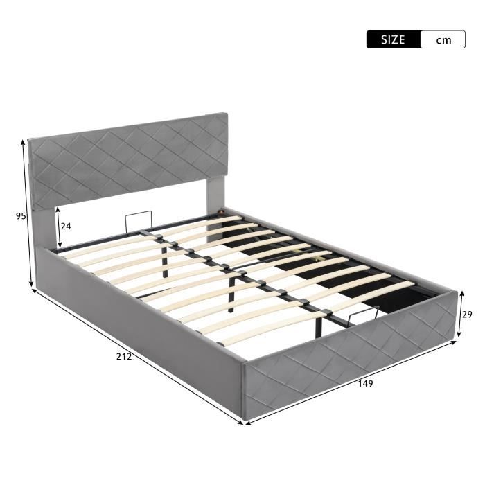 Lit Coffre Adulte X Cm Coffre De Rangement Tissu En Flanelle Sommier Inclus T Te