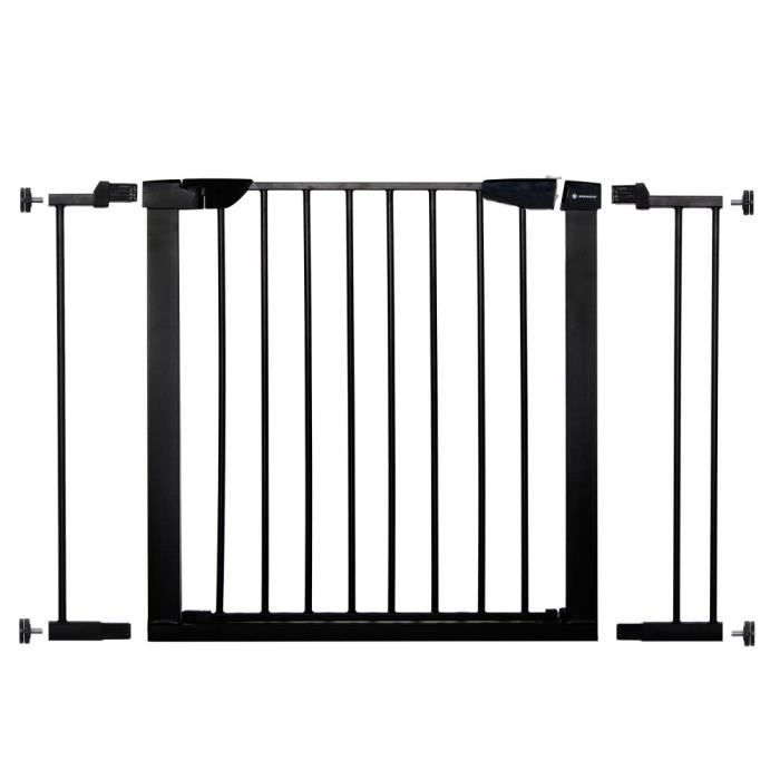WAOWAO Barrière de sécurité en métal noir extra haute de 111 à 118 cm -  Fixation par pression - Fermeture automatique - Pour escaliers, portes,  cuisine : : Bébé et Puériculture