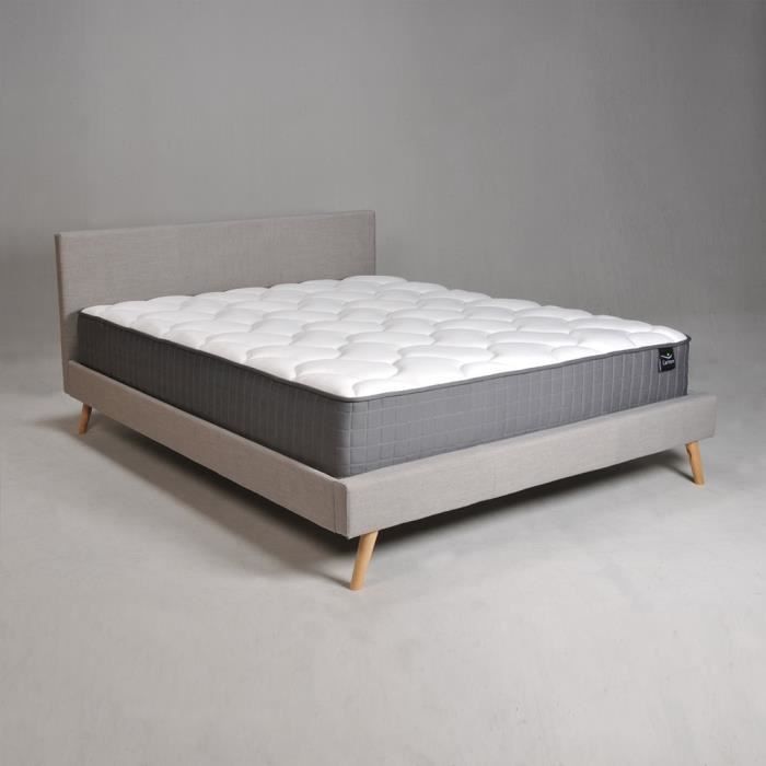 Lit coffre MADRID 140X190 + 1 sommier + 1 matelas / Chêne blanchi