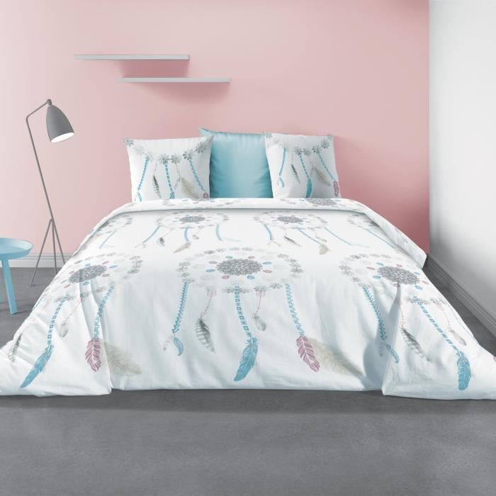 Parure de lit housse de couette avec taie d'oreiller 100% Coton 57 fils  Miwa - Housse De Rêve