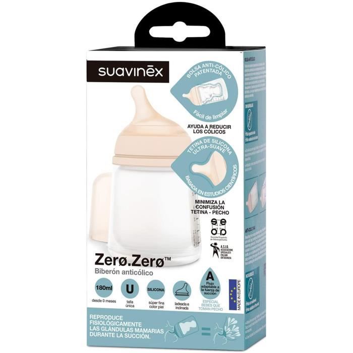 Suavinex Zero-Zero Biberon anti-coliques Flux adaptable 180 ml