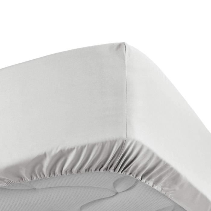 Drap housse 140x190 cm - Percale 100% coton - Bonnet 30 cm - Blanc