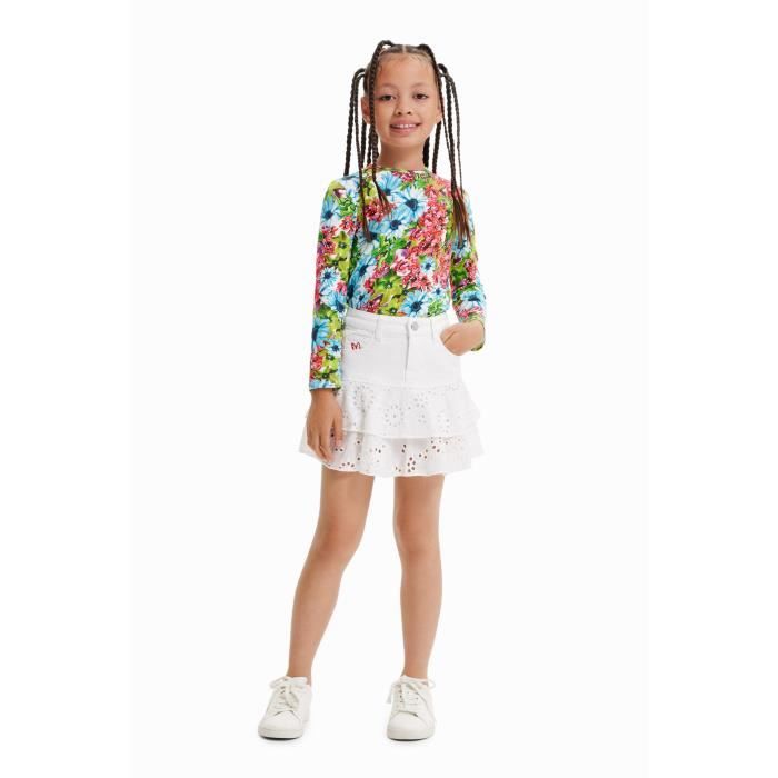 Bebeboutik Mini jupe broderie suisse fille Desigual blanc 11 12 ans