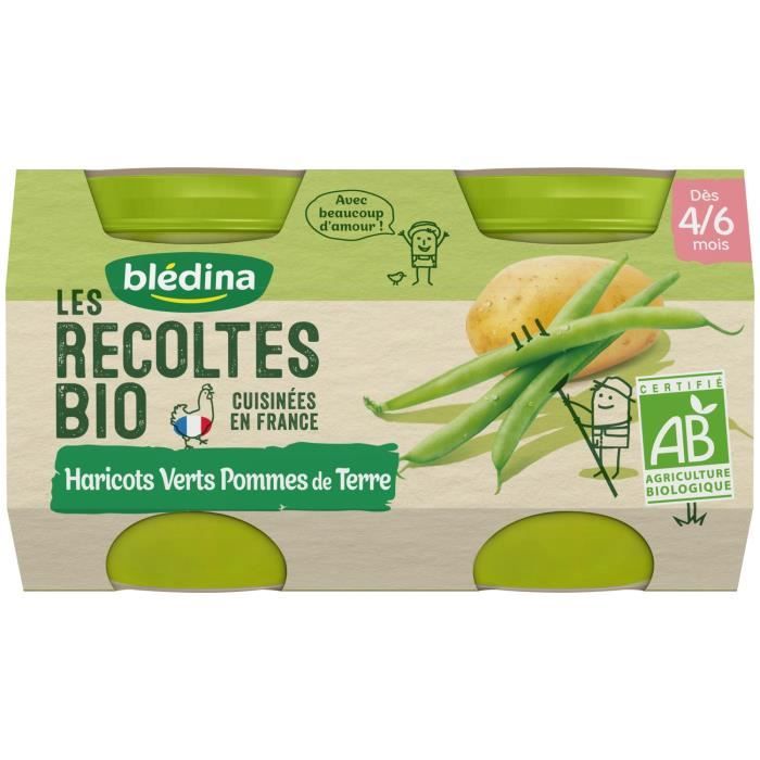 Blédina Les Récoltes Bio Pot Petits Pois +4m 2 x 130g