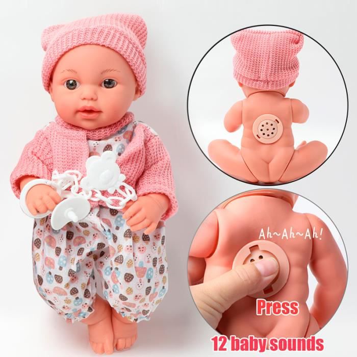 Poupée bébé avec bonnet 23 cm