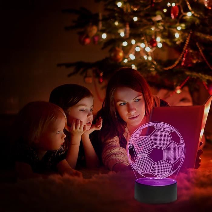 PRUMYA Veilleuse de football 3D LED Illusion Lampe Touch Light 7 Couleurs  Changer de Cadeaux pour Enfants Chambre Décor