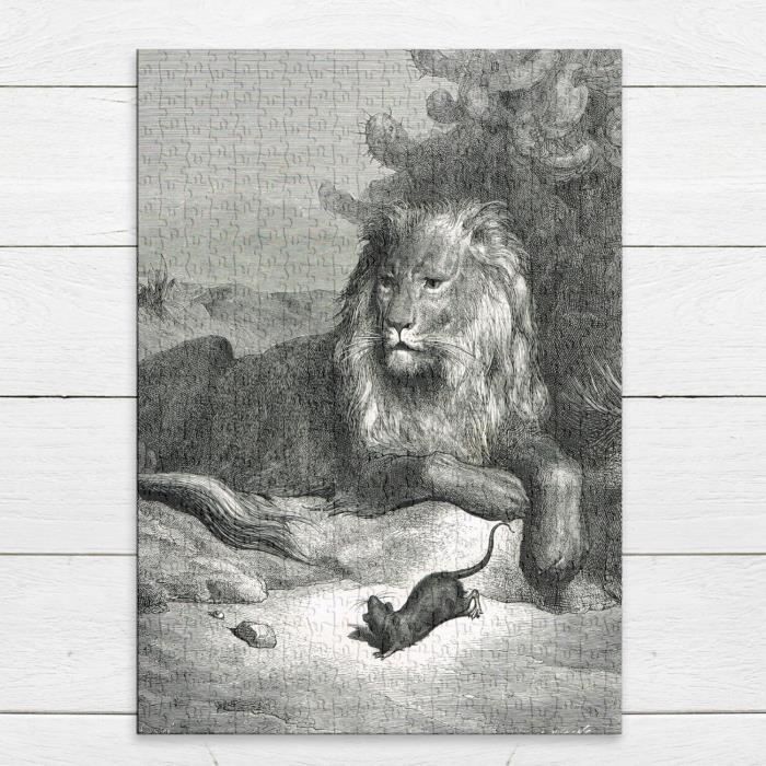 Bebeboutik Puzzle Classique Pi Ces Le Lion Et Le Rat Fable Lafontaine Gustave Dore Gravure