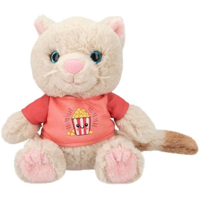 Peluche chat noir et blanc 18 cm sonore