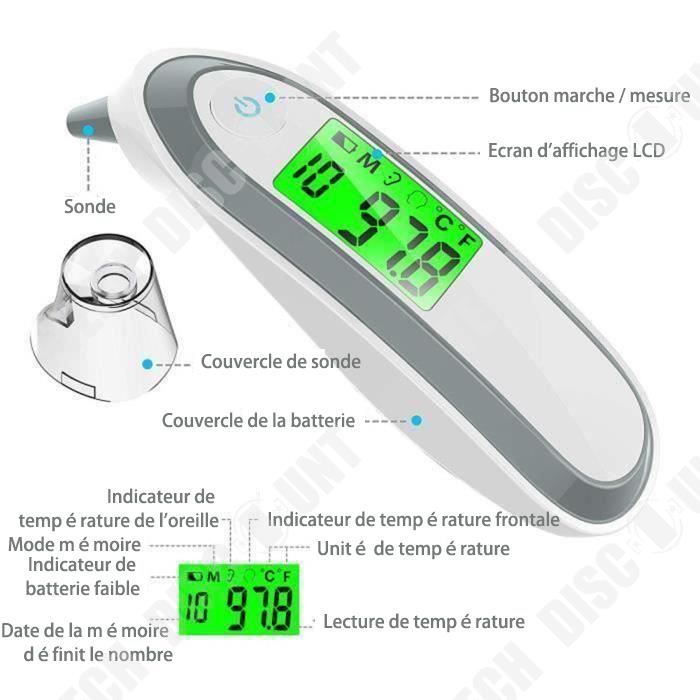 Thermomètre médical  frontal, auriculaire, infrarouge, adulte et bébé