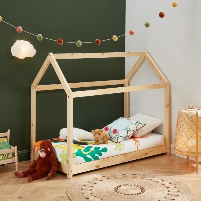 Bebeboutik Lit Cabane Enfant Ba Ta Gamme Tiny Pin Massif X Sommier Inclus