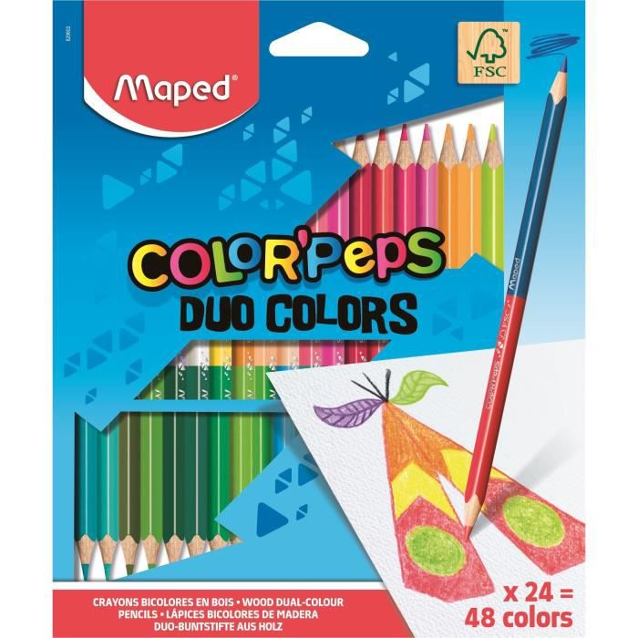 Maped - Feutres Duo Stamp Color'Peps - 8 Feutres Tampons - 1 Pointe Tampon  + 1 Pointe Feutre - Conforme à la Réglementation des Joue