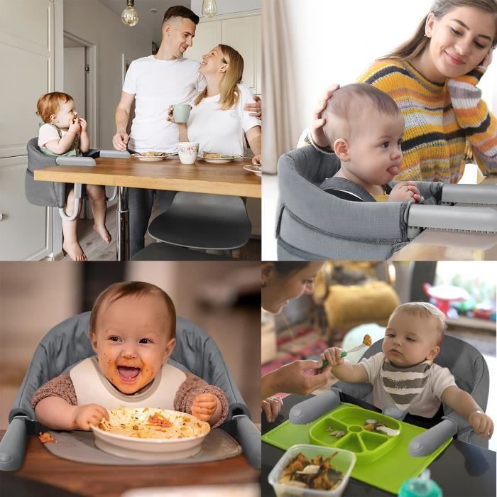 LZQ Siège de table bébé 6-36 mois Rehausseur de siège Chaise bébé Siège bébé  pliable Booster pour tables de 2-8cm d'épaisseur