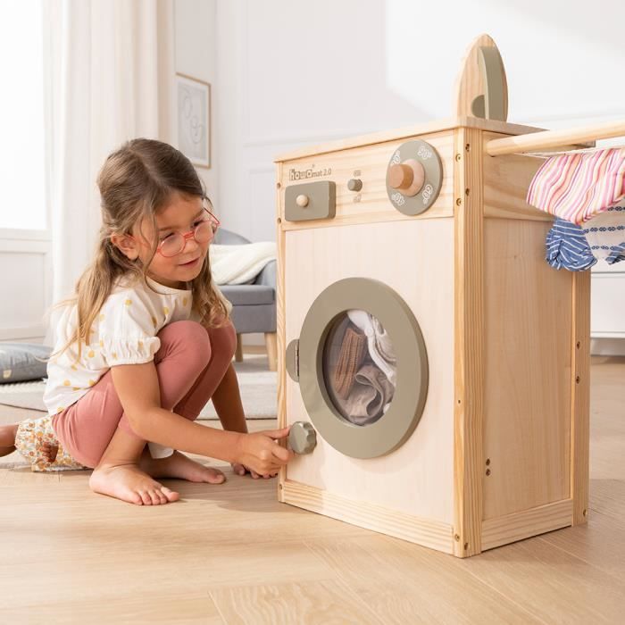 howa Jouet machine à laver en bois pour enfants, Laverie, Lave